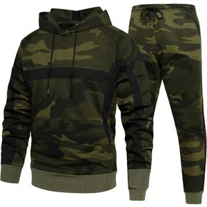 MANTORS Mens Camo Tracksuit Casual Hooded Track Suits Long Sleeve Hoodie and Sweatpant Jogging Sweatsuit (Large, Green)
