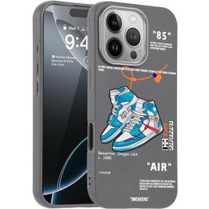 Cool Design Phone Case for iPhone 15 Pro Max Case for Boys Men Aesthetic Shockproof Basketball Sneaker Sports Designer Cases Compatible with iPhone 15 Promax Gray