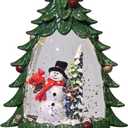 Mini Snow Globe Christmas Decorations, Glittering Snowman Small Christmas Tree Snow Globe Lighted Water Lantern for Xmas Decor Gifts