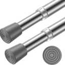 AIZESI 2pcs Spring Tension Rods Adjustable 26 to 39 inch Tension Curtain Rod Small Tension Rod No Drilling Expandable Spring Loaded Curtain Tension Rod,Suitable for Doors and Windows 28 to 36 inch (Silver)