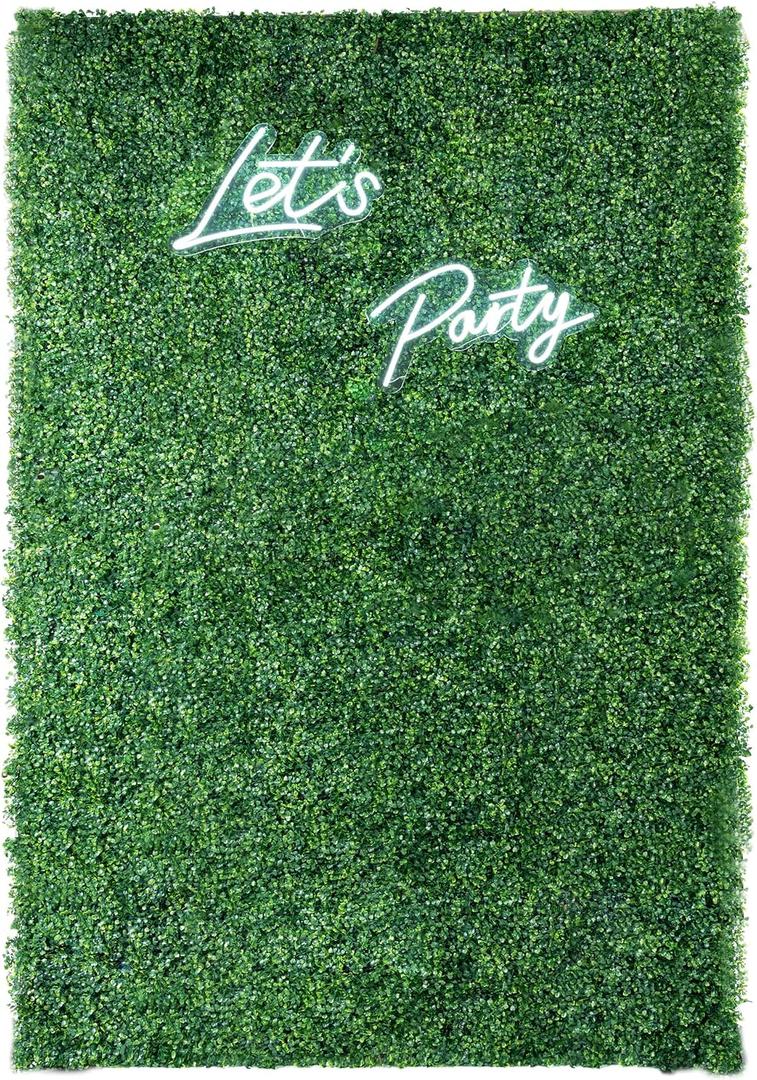 58 Ft 3D Artificial Green Grass Flower Wall Panels, Quick Assembly Storage Greenery Fake Backdrop Fence Screen for Wedding Baby Show Birthday Party Indoor Outdoor Garden Backyard Home Decor