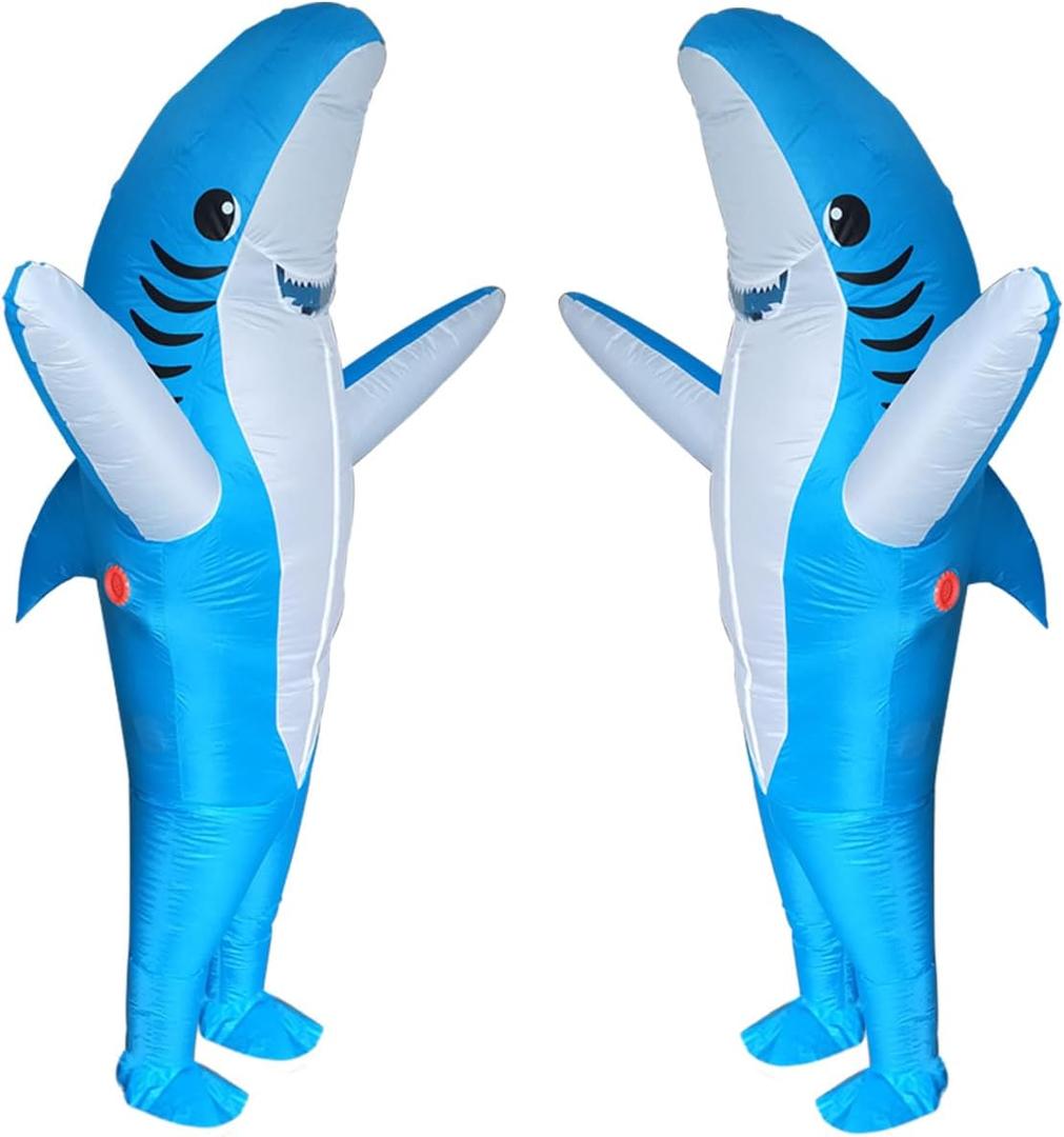 Adults Inflatable Halloween Costumes Blow Up Shark Costume for Halloween, Birthday Gift Cos Play Party (2 Packs/Blue+blue)