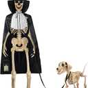 12 ft Giant Sized Skeleton Costume Set Top Hat, White Ruff, Black Cape, Lantern & Dog Leash for 12 ft Tall Halloween Skeleton and Dog, Not Include Skeletons