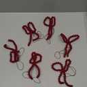 6 Pcs Velvet Beads Christmas Tree Bows Ornament for Craft Vintage Red Bow Ornament Coquette Xmas Velvet Beads for Christmas Tree Door Garland Wreath Tiered Tray Decorations