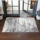 Abstract 2x4 Entryway Area Rugs: Washable Water Resistant Kitchen Rug Non-Slip Durable Doormat Ultra Soft Bedroom Beside Carpet Indoor Low Pile Floor Mat for Bathroom Stove Sink Area 50"x25,Black/Grey)