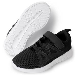 CHIN·MOON Little/Big Boys Girls Rebound Foam Tennis Shoes Non Slip Kids Running Casual Sneakers Sneakers (Black,12 Little Kids)