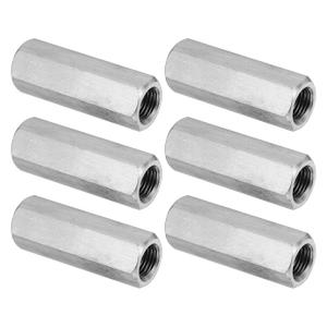PATIKIL M12 x 1.25-Pitch 304 Stainless Steel Hex Coupling Nuts, 6Pcs 50mm/ 2" Length Fully Threaded Rod Coupling Nut Studding Connector Fasteners, Silver Tone