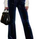 Aleumdr Womens High Waisted Sweatpants Flare Leg Lounge Pants Drawstring Waist Velour Pants Pajama Pants with Pockets, XL