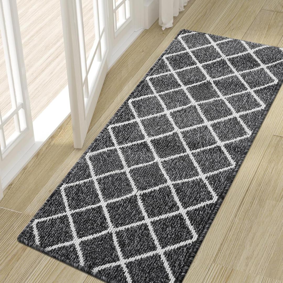 Finchitty Indoor Door Mat, Dirt Resistant and Absorbent, Low-Profile, Non-Slip, Washable Inside Floor Mats for Front Door, Back, and Entrance, 59" x 20", Black