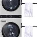 Extendable Magnetic Hanger Holder for Laundry Room, Clothes Hanger Orangizer Rack for Side of Washer or Dryer, Space Saving Laundry Storage, Black Pack of 2