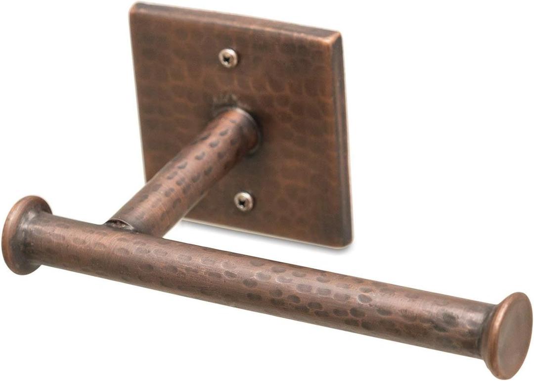 Monarch Abode Bathroom Toilet Paper Holder 7-inch Traditional Hand Hammered Metal Wall Mounted Toilet Paper Holder, Wall Mount Organizer Antique Copper Finish Decorative Tissue Holders for Bathroom