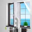 400CM (157") Portable AC Window Vent Kit with 2 Zipper Doors, Universal Casement Window Vent Seal Kit for Mobile Air Conditioner and Dryer, Upgraded Full Sealing Waterproof AC Window Seal Kit