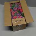 Dolicer 2 Pack Look Real Artificial Flowers for Outdoors, Fake Artificial Hanging Flowers for Outdoors Realistic UV Resistant Hanging Flowers Silk Petunia Faux Flowers for Porch Patio(Purple+Rose Red)