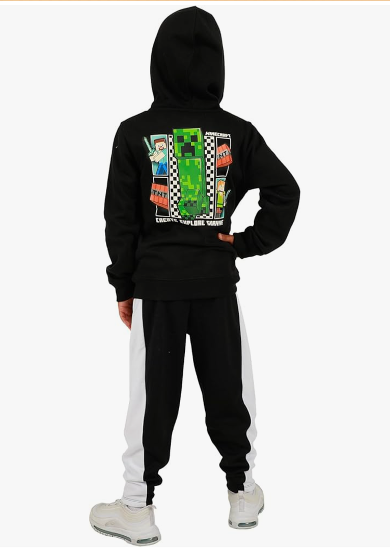 Bioworld Youth Boys Minecraft 2 pc Hoodie Jogger combo L