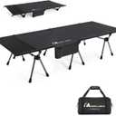 MOON LENCE Height Adjustable Camping Cot - Supports 330 lbs, Portable Folding Bed with Leg Extenders for Camping, Hiking, Sleeping, 1 Pack, Black