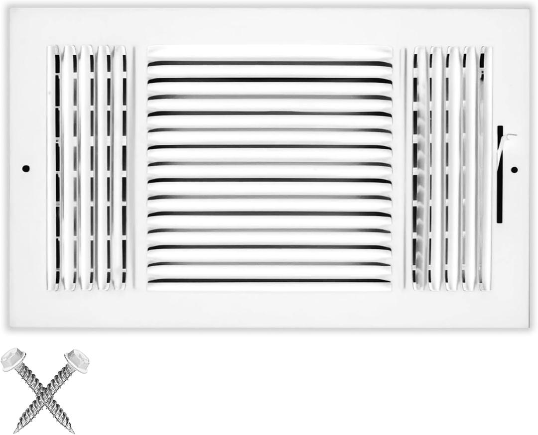 HVAC Premium 14''w X 8''h 3-Way AIR Supply Grille - Vent Cover & Diffuser - Flat Stamped Face - White [Outer Dimensions: 15.75''w X 9.75''h]