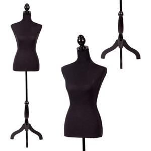 FDW Manikin 60-67Height Adjustable Female Dress Model Display Torso Body Tripod Stand Clothing Forms (Black, 60-67 Inches) (60-67 Inches, Black)