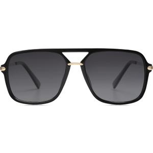 SOJOS Sunglasses for Women & Men, Square, Retro, Polarized Lens, Trendy Aviator, 90s Shades (Black/Grey)