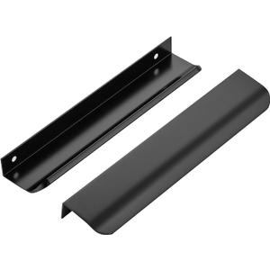 Ravinte Hardware 6 Pack Black Cabinet Handles, 7.8 Inch (200mm) Finger Edge Pulls, 6-1/4 Inch Hole Center, Finger Pulls for Cabinets