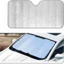 Tesnaao 1 PC Car Front Windshield Sun Shade, 51.1" x 23.6" Full Coverage Summer UV Reflective Interior Protective Film, Keeps Vehicle Cool Bubble Insulation Pad, Universal for Cars SUV (Silver)