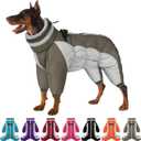 Full Body Dog Coat - Warm Fleece Jacket for Large Dogs, Turtleneck Winter Coats with Harness, Reflective Dog Snowsuit Windproof Puffer Jackets with Legs for French Bulldog, Army Green L