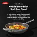 OXO Hybrid 12 Nonstick Wok with Glass Lid, PFAS-Free Ceramic Stir-Fry Pan, Induction & All Cooktop Compatible, Dishwasher Safe, Fusion Boost Tech for Powerful Searing, Mirror Polished Tri-Ply