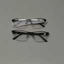 Missfive 2 Pack Mens Bifocal Reading Glasses, Blue Light Blocking Far Near Dual-use Readers, Durable Spring Hinge Quality Metal Frame Eyeglasses 1.5x, Black & Gunmetal
