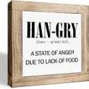 3 x Han-gry Sign, Funny Home Decor, Rustic Kitchen Decor Signs, Dining Room Decors for Tabletop, Humor Kitchen Art, Modern Farmhouse Shelves Decors, Decorative Wooden Box Signs, Housewarming Gift, (Mix)