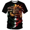 LAOLIUSN Tricolour T-Shirt for Men Summer Short Sleeve Tees Tops Mexico Theme Shirt Dragon Graphic Shirt, White, M