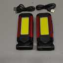 YiaMia Rechargeable LED Magnetic Work Light 2 Pack, Portable Tool Gifts for Men, 7 Flashlight Modes with Kickstand and Carabiner, USB Charging for Camping, Hunting, and Car Repairs (2, Red)