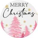 QUICQOD Winter Christmas Round Mouse Pads for Desk, Merry Chrismas Portable Mouse Pad 8.7x8.7 Inches, Non-Slip Mousepads for Home Office Dorm Desk Decor Accessories, Teen Girls Gifts (pink christmas trees)