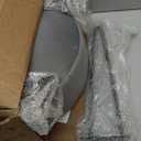 LUE BONA Vanity Stool, Gray Vanity Stools for Makeup Room, Round Ottoman Foot Stool, Velvet Footrest Vanity Chair for Bathroom Vanity, Bedroom, Living Room, Entryway, Offices (Grey)