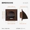 4 Inch Brown Plastic Dryer Vent Cover with Backdraft Damper Exterior Wall Exhaust Hood Grille with Non-Return Protective Flap Outside Air Vent Cover for Dryer, Bathroom & HVAC