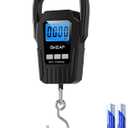 Digital Fish Scale Hanging Scale Fishing Scale, SKEAP 110lb/50kg Luggage Scale, Fish Weighing Scale, Upgrade Large Handle & Backlit LCD Display, Black, Fishing Gifts for Men, Black