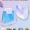 Woeoe 2 Pack Waterproof Plastic Handbag Clear Tote Bags Transparent Shopping Work Travel Tote Bags for Women