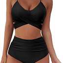SUUKSESS Women Wrap Bikini Set Push Up High Waisted 2 Piece Swimsuits, S
