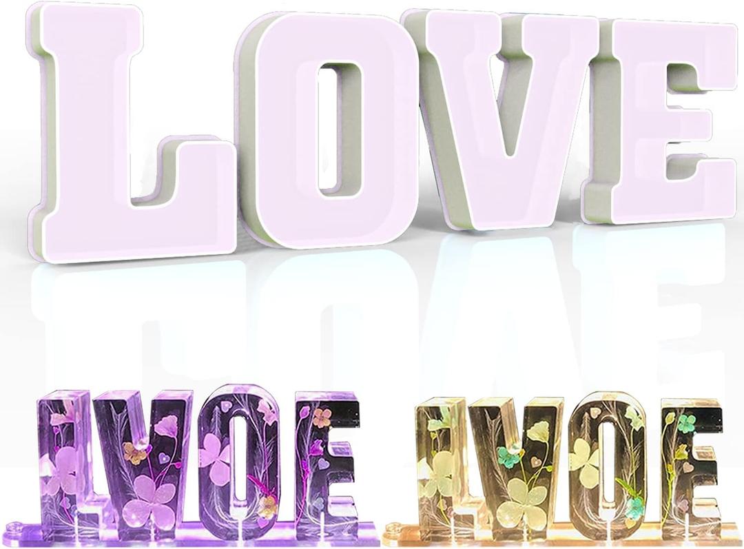 Resin Mold, Large Letter LOVE 3D Silicone Molds for Epoxy Resin Casting, Alphabet Moldes De Silicona para Resina for Art, Soap, Clay Crafts, Home Party Decorations, Jewelry, Candle Wax, DIY Cake Candy (White)