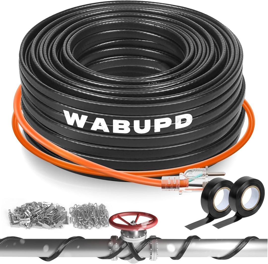 3FT-200FT Heat Tape for Water Pipes, -40F Deicing Pipe Heat Cable,Electric Heating Cable Pipe,Frezze Protection for Heat Trace Cable for Metal, Plastic Home Pipes,Gutter,120V 5W/ft100FT
