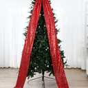 Knitgrip Big Bow Decor 118x28 Inch Christmas Velvet Sequin Bow for Wall Backdrop Extra Large Christmas Glitter Giant Tree Topper Huge Oversized Decoration for Room Front Door Xmas Holiday Party(Red)