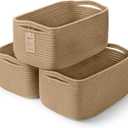 3-Pack Storage Baskets for Organizing | Woven Shelf Toy Basket | Rope Baskets for Gifts Empty | Closet Organizer Bins with Handles | Cube Decorative Box | 11.87.85.1 | Brown