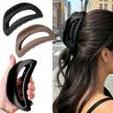 2Pcs Silicone Hair Clips for Women Semicircle Shape Soft Hair Claw Clips Brown Black Matter Hair Barrettes Strong Grip Soft Silicone Hair Accessories Shark Clip for Thin Hair and Thick Hair