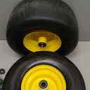 AR-PRO (2-Pack) 13x6.50-6 Flat Free Tire and Wheel, Replacement Solid Smooth Tires for Zero Turn Riding Lawn Mower Front Wheels, 5.5"-7.8" Centered Hub, 3/4" Bearings extra 5/8" & 1/2" Bushings (Yellow(Smooth Tread))