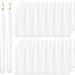 YOROXRG 100Pack White Taper Candles, 7-8 Hours Burn Time, Unscented, Smokeless and Dripless, 0.75 x 10 Inch Dinner Candle Set for Household, Wedding, Party and Home Dcor Candlesticks