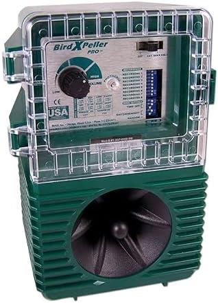 Bird-X Woodpecker PRO Electronic Bird Preventer, Sonic Decoy Device, Perfect for Woodpeckers and Sparrows, Covers up to 1 Acre, 3-5 kHz Frequency, 6" x 8.5" x 4"