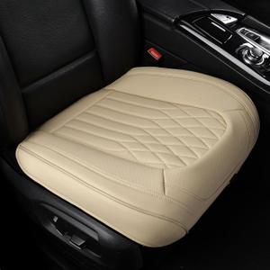 BWTJF 2 Pack Front Car Seat Bottom Covers, Universal Auto Seat Cushions, Nappa Leather Full Wrapping Edge Compatible with Most of Vehicles - SUVs/Sedans/Pickup Trucks, Beige