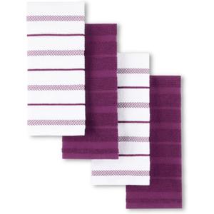 KitchenAid Albany Kitchen Towel 4-Pack Set, Beet/White, 16"x26"