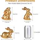 2 x Easter Bunny Decorations,Vintage Gold Rabbit Figurine, Small Resin Bunnies for Home Spring Farmhouse Decor (Gold Faceted-3PCS)