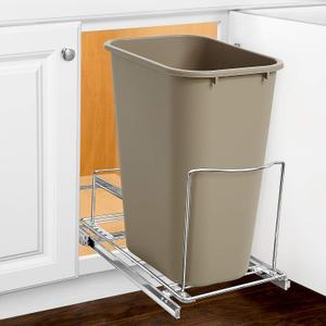 LYNK PROFESSIONAL Slide Out Bin Holder - Pull Out Under Cabinet Sliding Organizer - 10 inch wide x 20 inch deep - Chrome, Model Number: 430121DS