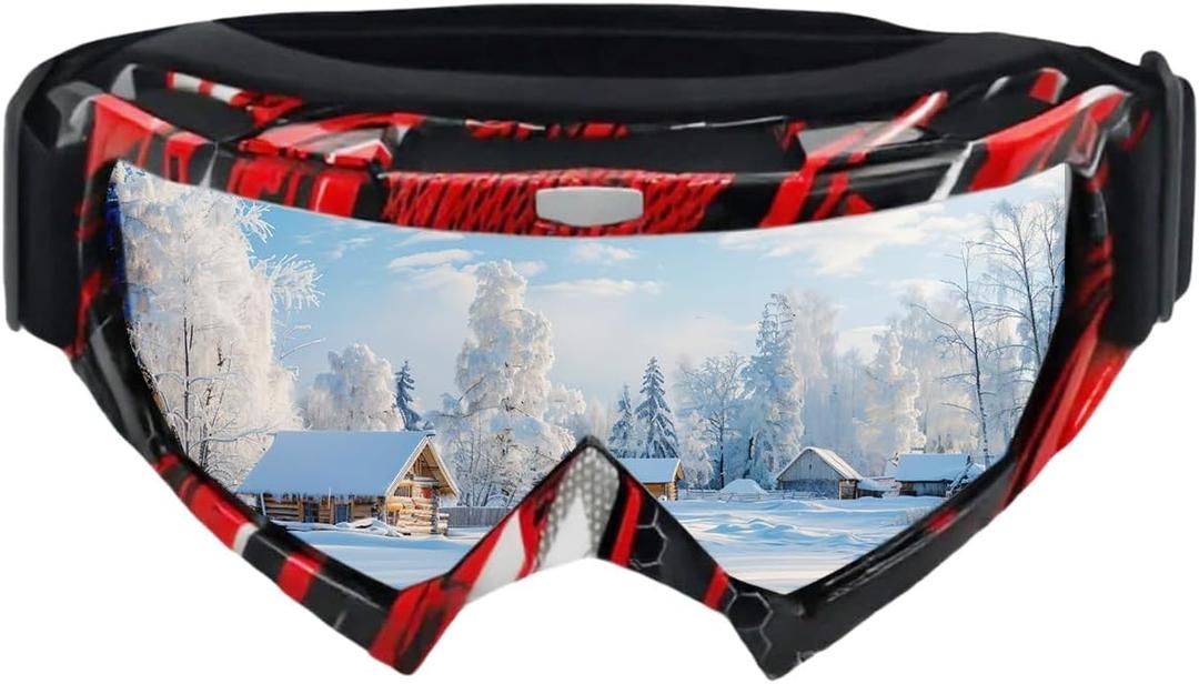 Motorcycle Motocross Goggles, Racing Riding Goggles ATV Dirt Bike,Riding,Professional Ventilation Anti-Fog UV Scratch Impact Resistant for Men Women Youth(Red Black Gray Frame and Gray Lens)