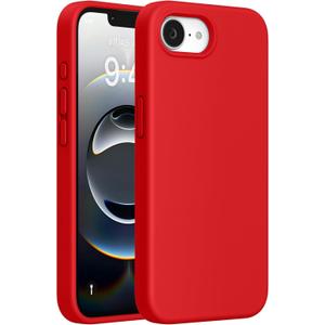 Miracase Compatible with iPhone 16e Case, [Soft Anti-Scratch Microfiber Lining], Liquid Silicone Case Gel Rubber Shockproof Drop Protection Phone Case for iPhone 16e, Red